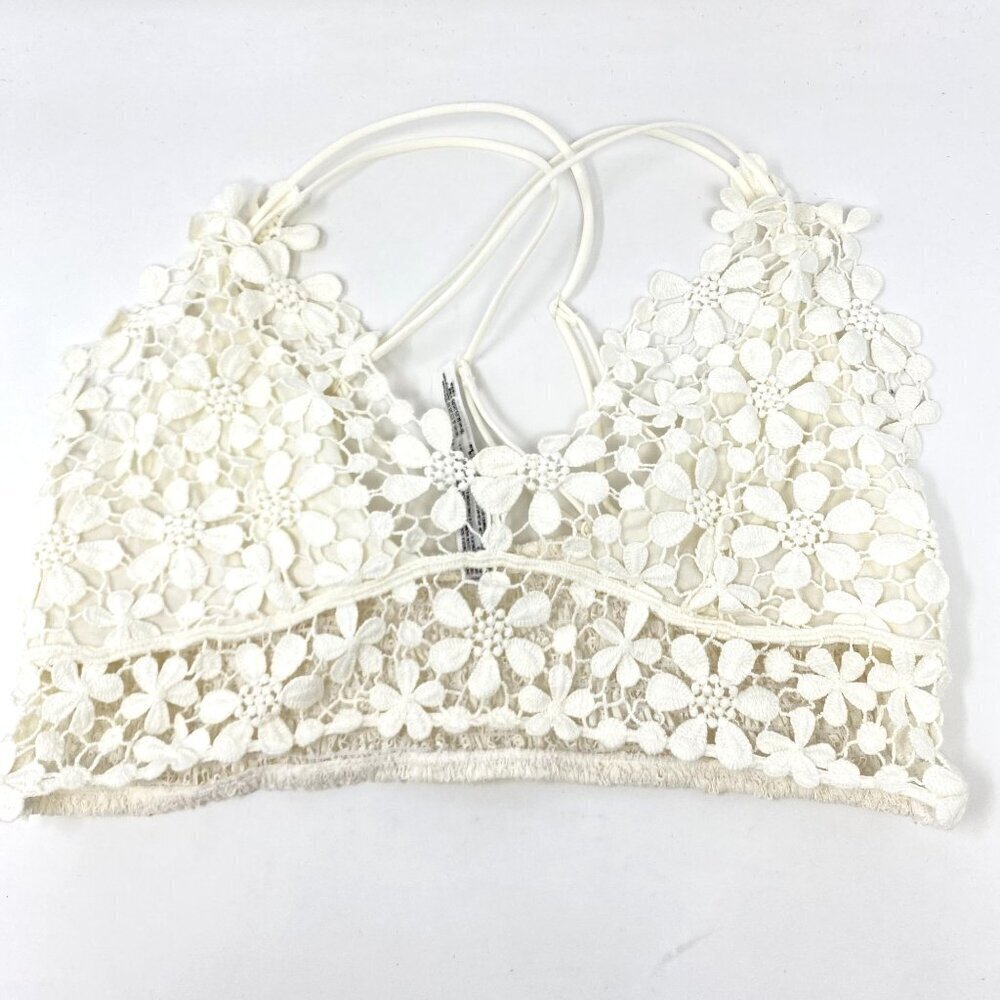 Free People Intimately Ivory White Miss DAZIE Bralette Crochet Size Medium - Picture 6 of 14